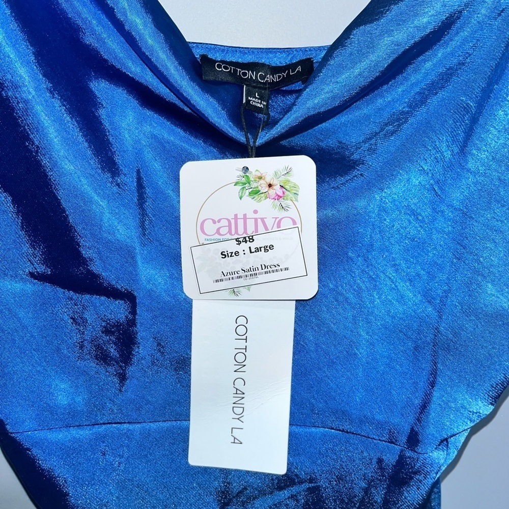 NWT Satin Cowl Neck Midi Dress - Picture 2 of 6